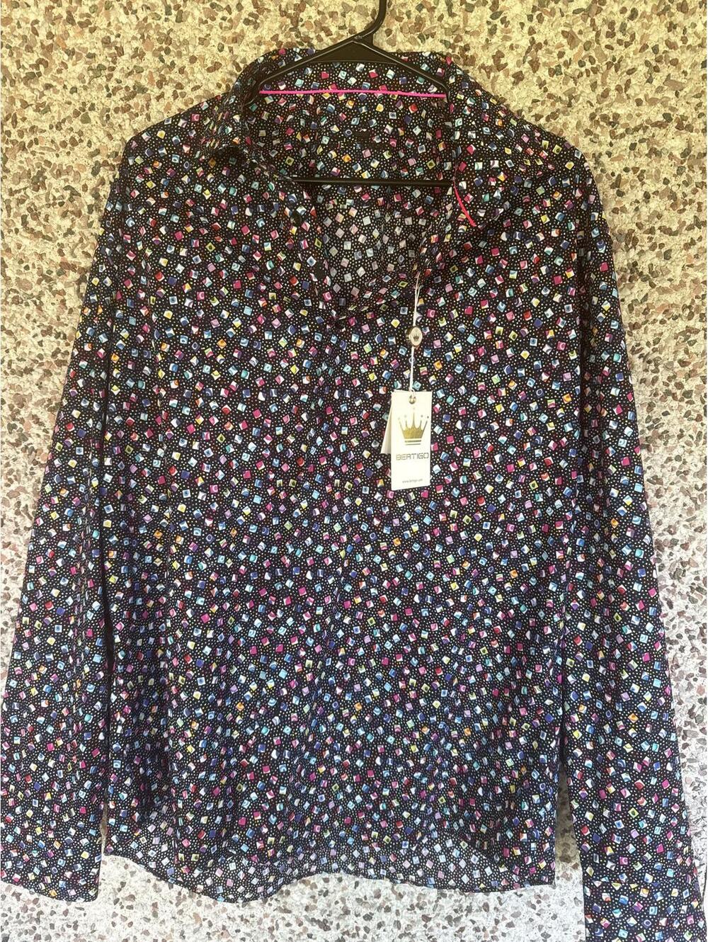 Bertigo Men’s Dress Shirt 2XL Bold Geometric Print NWT 100% Cotton
